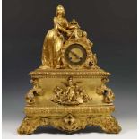 Frankrijk, bronzen vuur vergulde pendule, Louis Phillipe, ca. 1840;uurwerk uitgevoerd met gaand-