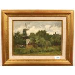 Adrianus Kuijpers (1862-1945)Molen aan de rand van een stad; board; 24 x 34 cm.; gesign. r.o.; 1200