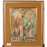 Matthieu Wiegman (1886-1971)De annunciatie; houtskool en aquarel; 30 x 23 cm.; gesign. r.o.; 1200