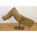 Sulawesi, Toraja, architectual wooden element,in the form of a stylized horse head. On metal