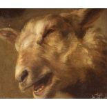 Frans Lebret (1820-1909)Studie van de kop van een schaap; maroufle; 18 x 21 cm.; gesign. r.o.; 1200