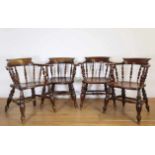Zes iepen- en beukenhouten Windsor-fauteuils, 19e eeuw[6]400