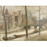 Toegeschreven aan Harmen Meurs (1891-1964)Amsterdamse gracht in de winter; doek; 60 x 80 cm.;