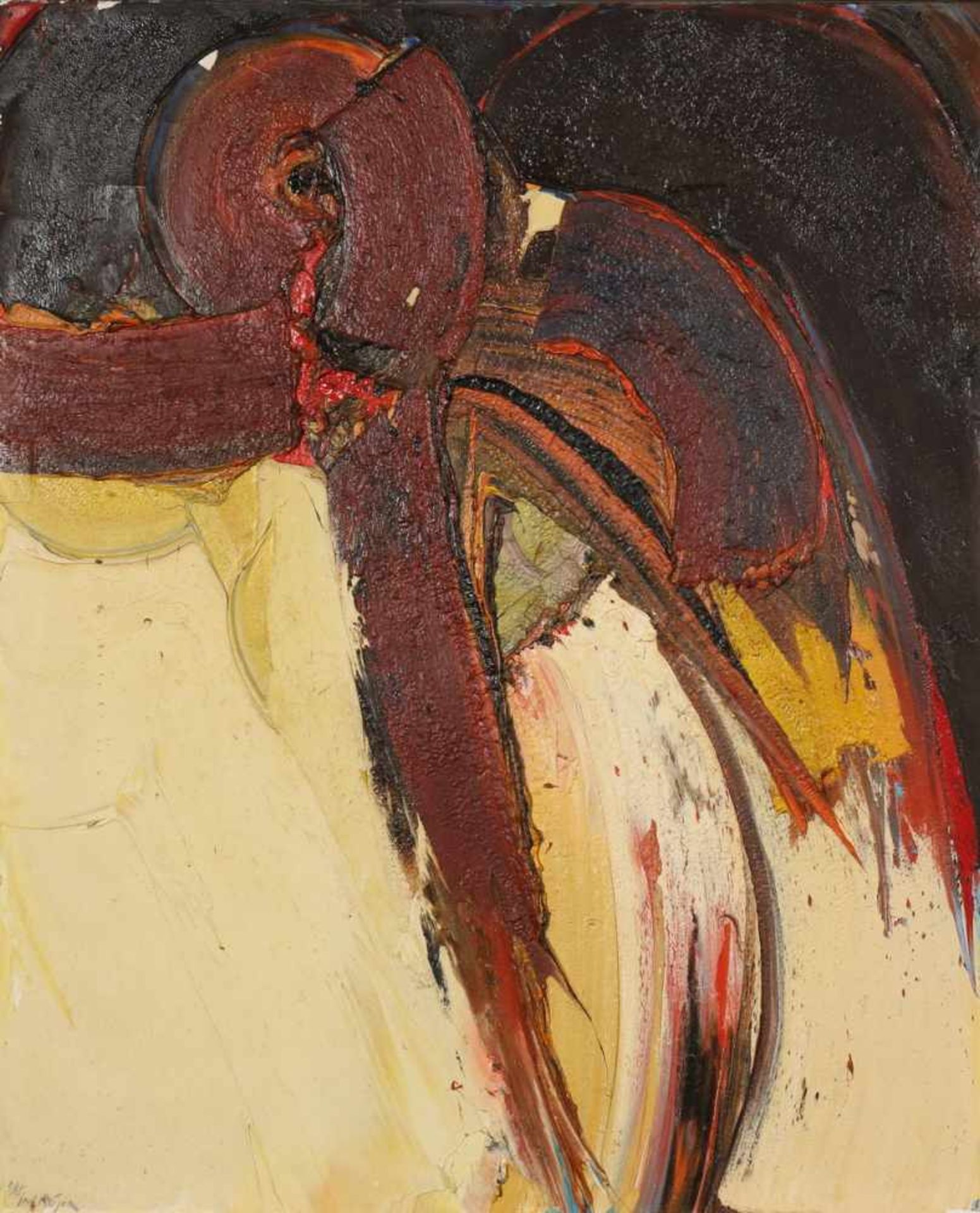 Jan Meijer (1927-1995)'Portrait du critique d'art'; doek (beschadigd); 102 x 80 cm.; gesign. l.o.,