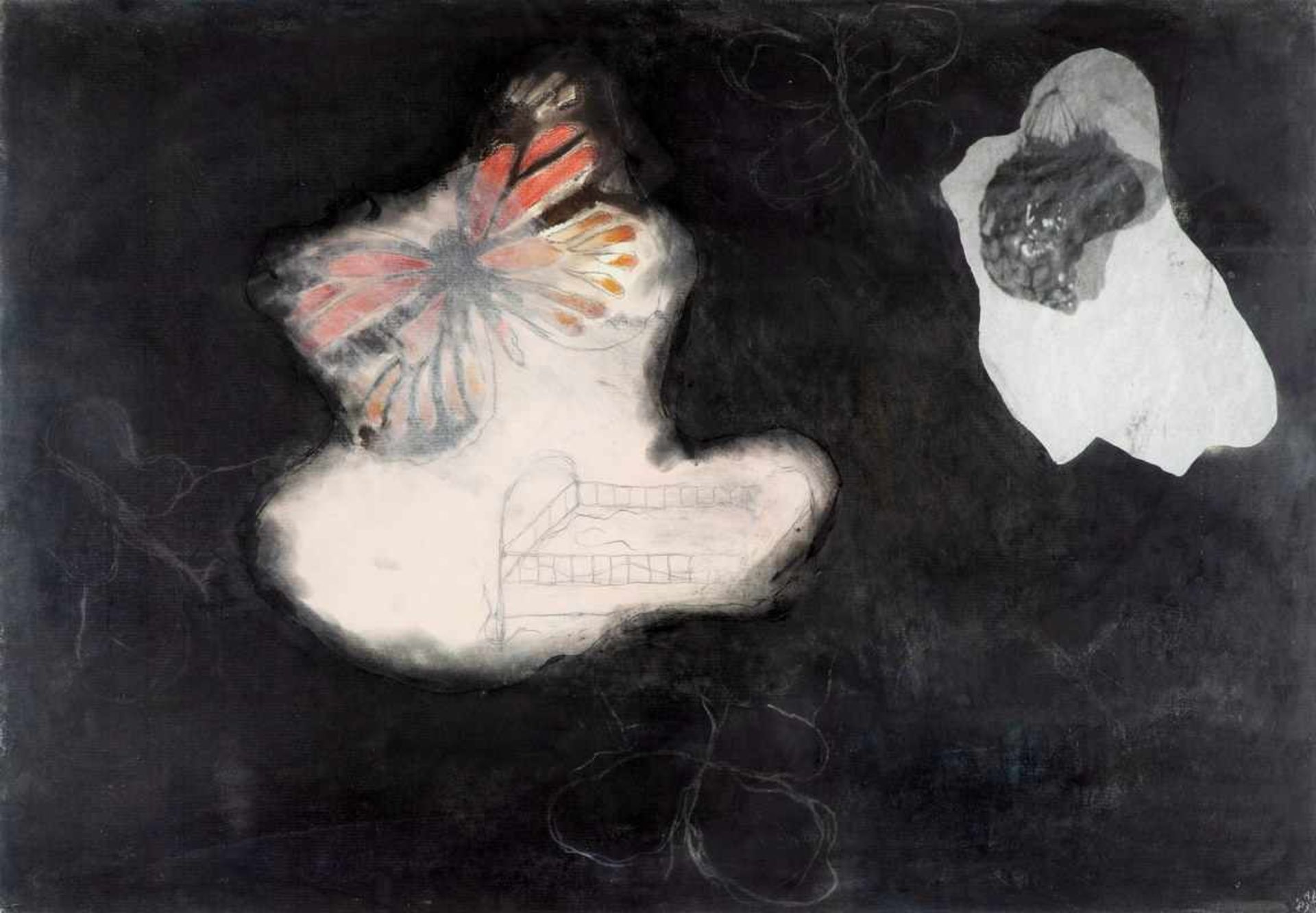 Ansuya Blom (geb. 1956)'De beer toen ze jong was'; gemengde techniek op papier; 69 x 99 cm.; - Bild 2 aus 2