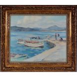 Isidore van Mens (1890-1985)Vissersbootjes aan de kade, St. Tropez; doek; 38 x 45 cm.; gesign. r.o.,