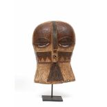 DRC., Luba, face mask, kifwebe, ca. 1940,broad face mask with curved ridge, protruding tubular mouth