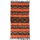 Sumba, ikat, hinggi, various stylized animals a.w. horse and shrimpvaried geometrical patterns;