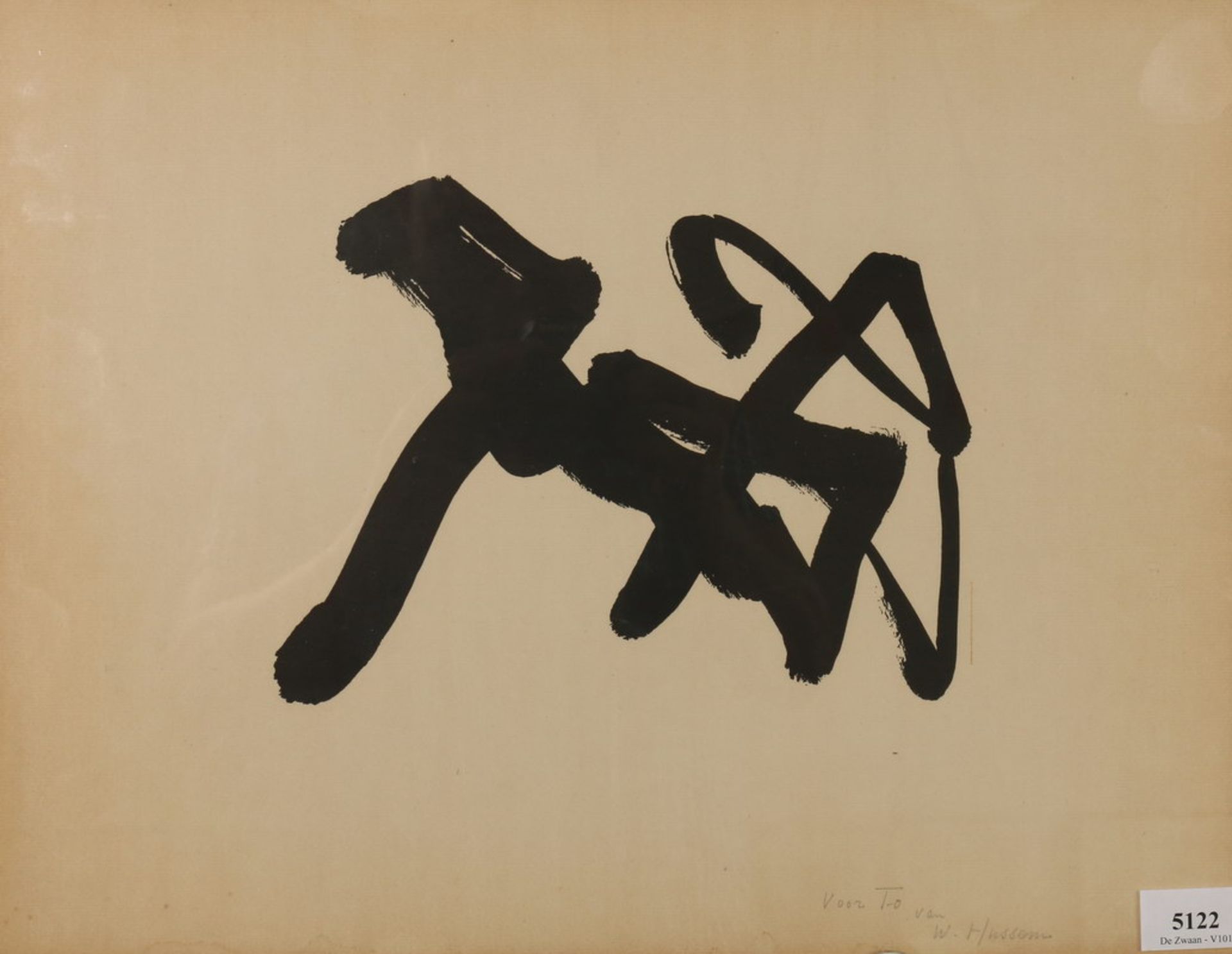 Willem Hussem (1900-1974)Abstracte compositie; inkt op papier; 30 x 45 cm.; gesign. r.o.; 1220