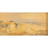 Théophile de Bock (1851-1904)Gezicht op zee vanaf de duinen; aquarel; 8 x 15 cm.; gesign. r.o.; 180