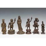 China, zes diverse metalen beelden, 20st eeuw;o.a. twee Boeddha Baby sculpturen; 6; Herkomst: