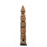 West Nepal, carved wooden ancestor, guardian, figure on top of an elephantProbably an architectual