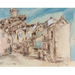 Germ de Jong (1886-1967)Dorpsstraatje, Monza; aquarel en pastel; 38 x 48 cm.; gesign. r.o., 1957;