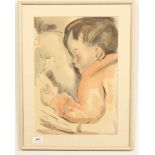 Toon Kelder (1894-1973)Slapend jongetje; houtskool en aquarel; 40 x 29 cm.; gesign. l.o., '28; 1100