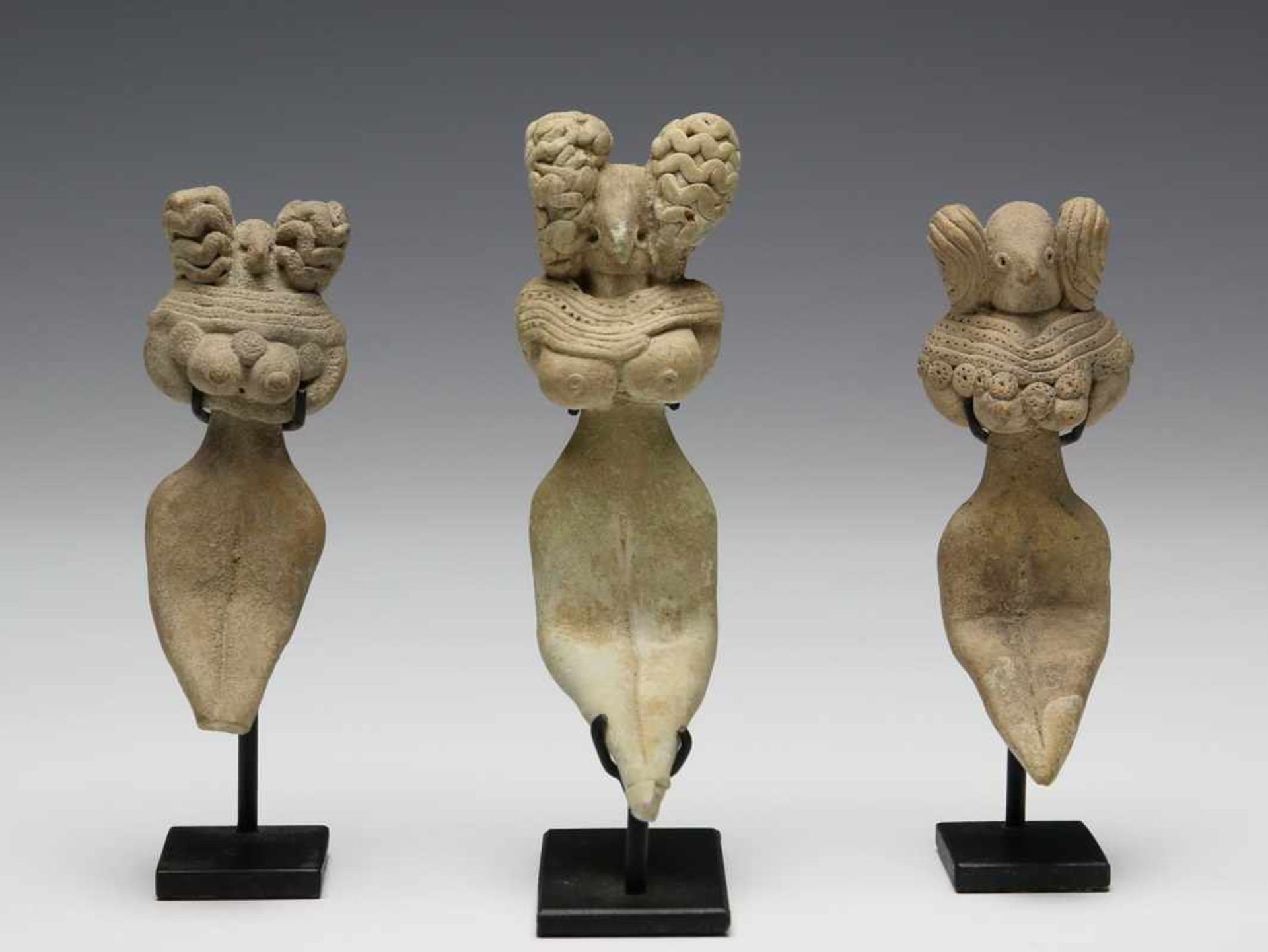 Indus Valei, Pakistan, Mehrgarh, 3000-2400 BC., three anthropomorph-zoomorph ritual figurineswith