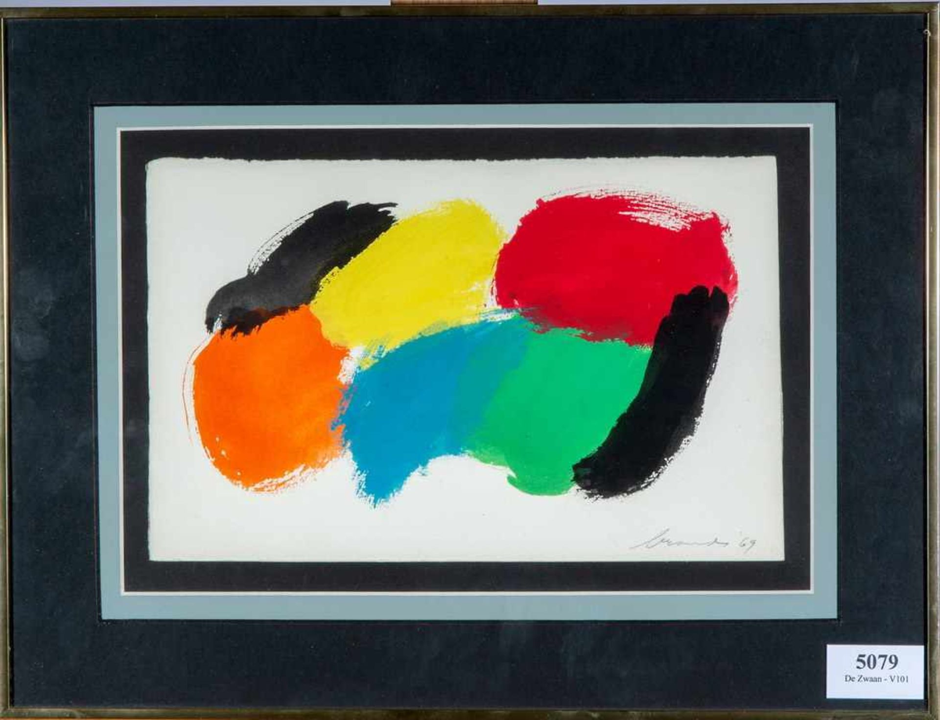 Eugene Brands (1913-2002)Zonder titel; gouache; 16 x 25 cm.; gesign. r.o., '69; Uit een
