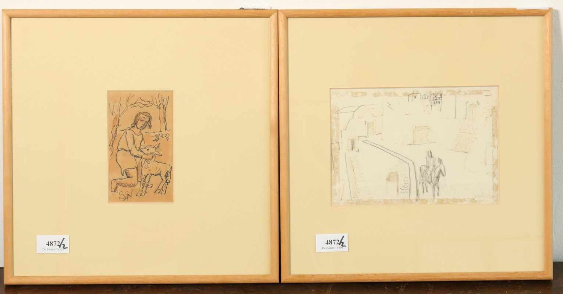 Otto van Rees (1884-1957)Twee studietekeningen; twee tekeningen; 14 x 20 cm. en 13 x 8 cm.;