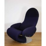 Verner Panton, blauw gestoffeerde draaibare fauteuil "Lounge chair system 1-2-3, model E" voor Fritz
