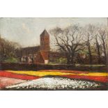 Theo Hekker (1880-1959)Gezicht op Sassenheim met bollenveld; doek, niet ingelijst; 40 x 60 cm.;