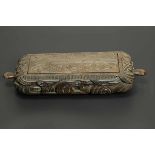 New Zealand, Maori, carved wooden rectangular feather box, papahou, 1880-1900swith two diagonal