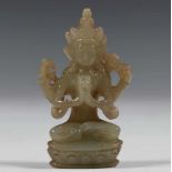 China, jade snijwerk, waarschijnlijk Qing dynastie;Boeddha gezeten in lotushouding; h. 5.5 cm.;
