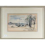 Jan Korthals (1916-1972)Kade aan de Seine, Parijs; inkt en aquarel; 27 x 47 cm.; gesign. r.o.; 1200