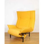 Vico Magistretti, zwarte buizen uitklapbare lounge fauteuil, model 'Veranda' voor Cassina,met gele