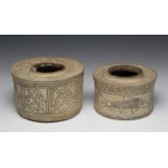 Indus Valei, Pakistan, Amri Culture, 3000-2400 BC., two terracotta pots;low cilindrical pots, the