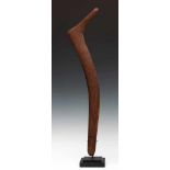 Australia, Aboriginal, wooden boomerang,in an elongated bird shaped form. One side with narrow