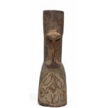 PNG, Maprik, Abelam, carved wood drumwith a narrow handle, the upper part with carved low relief
