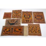 Sumatra, Kroe, Tampan, a collection of seven various tampan-design textileswith stylized patterns,