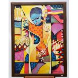 Bob Aiwerioba (geb. 1967)Compositie met figuur; doek; 140 x 100 cm.; gesign. r.o., '07; Herkomst: