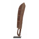 PNG, Massim, ceremonial wooden sword with grip and carved geometrical patterns and traces of red and