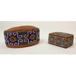 North America, Plains Indians, beaded pouch and Kenia beaded cache sexeherewith two beaded boxes,