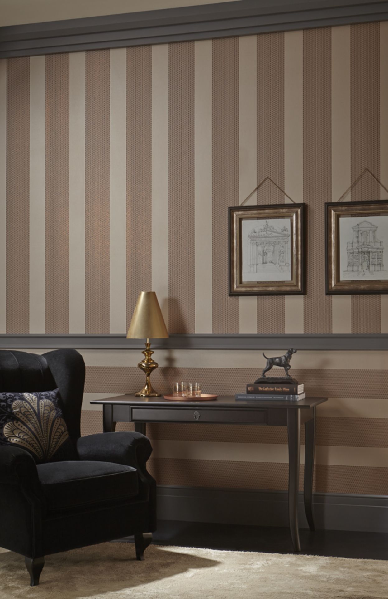 58 Arthouse Selina Stripe Copper wallcovering