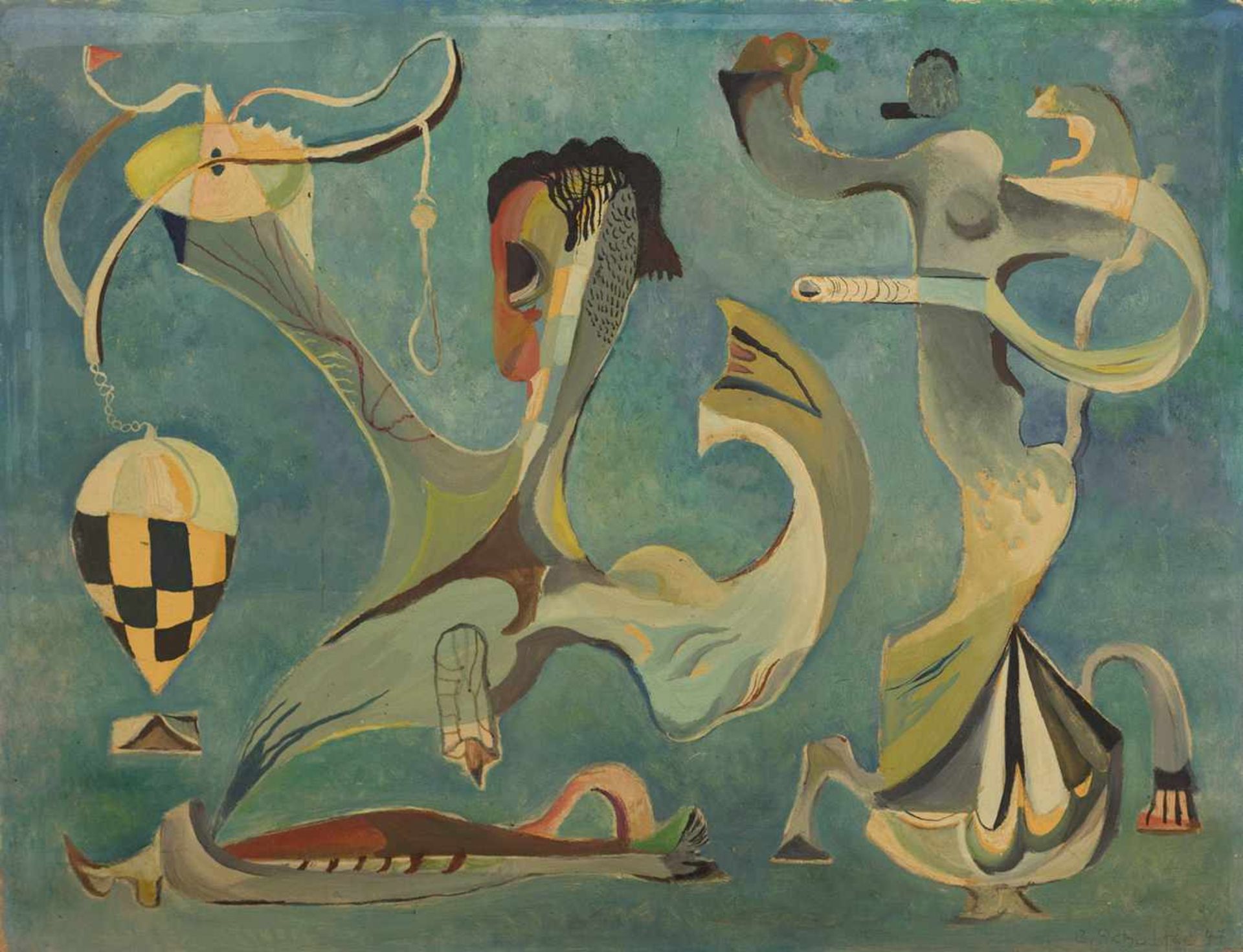 Schultze, Bernard (1915-2005)Nereide. Öl und Tempera auf Papier, rechts unten signiert und