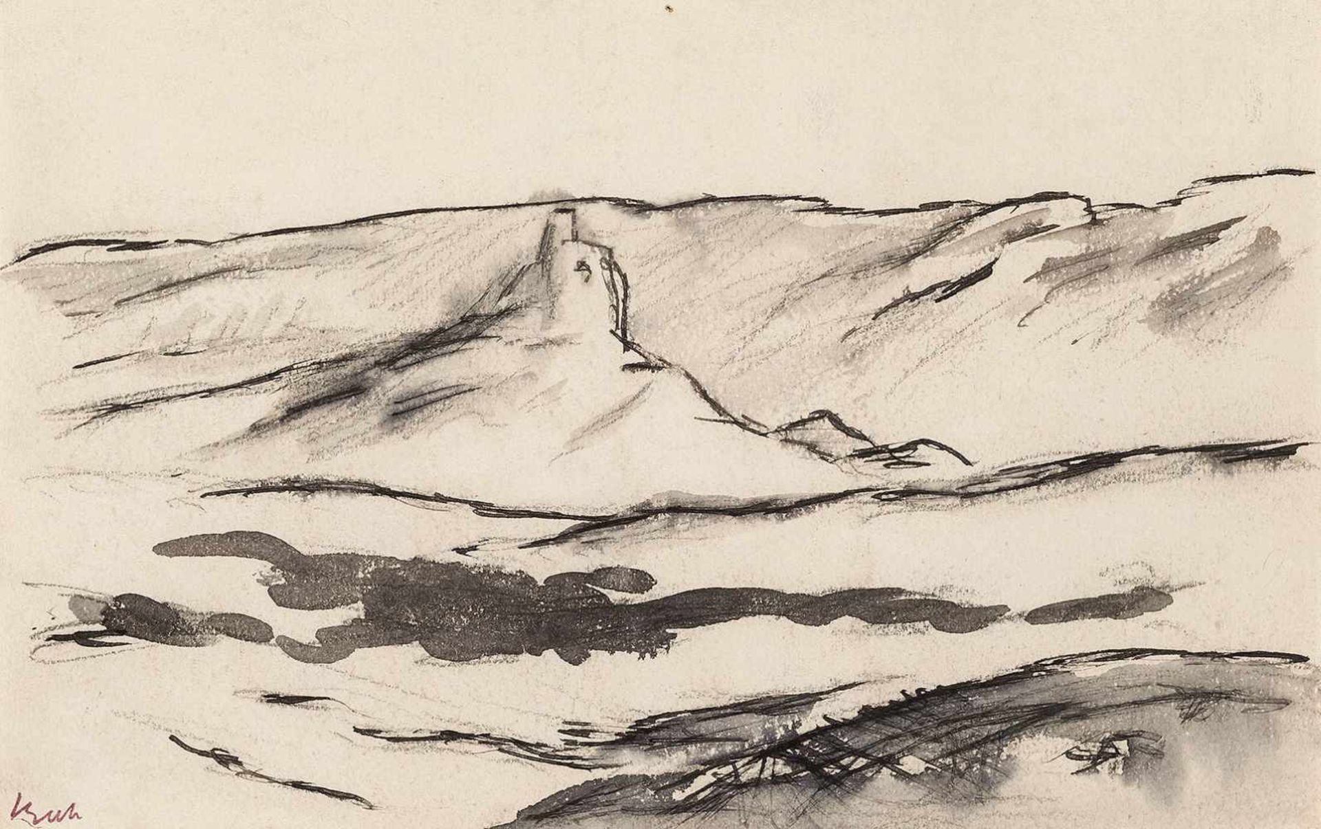 Beeh, René"(1886-1922). Spanische Landschaft in der Mancha, Illustration für einen Zyklus zu Don