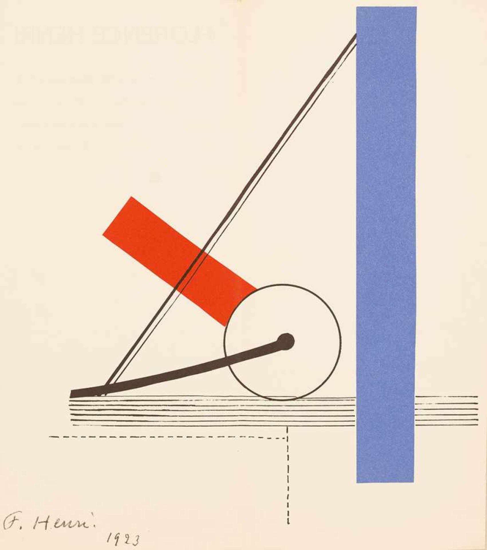 BAUHAUS. – Florence Henri(1893-1982). Konstruktiv. Farblith., gefalt. Doppelblatt. hanover