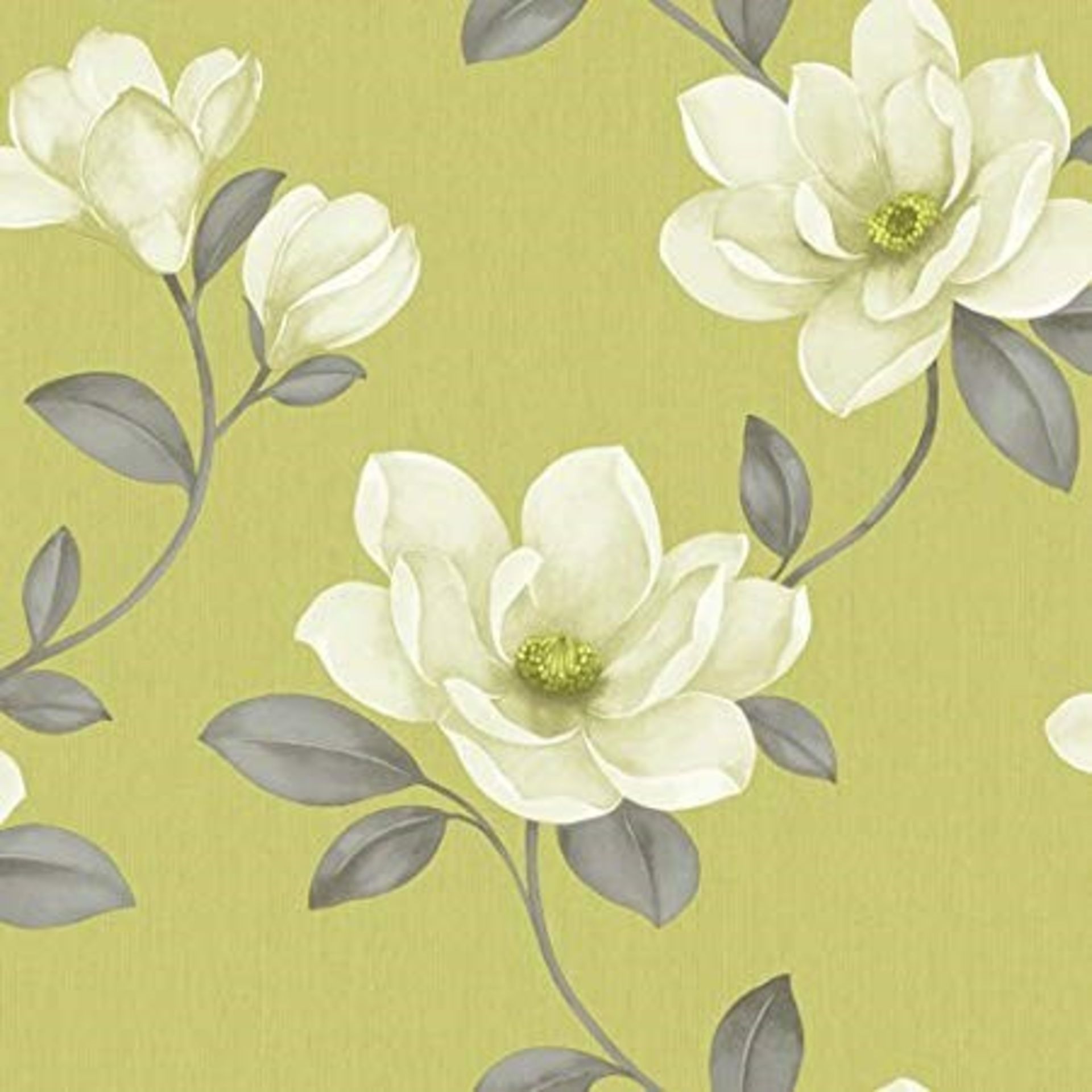 1 BRAND NEW BOX OF 6 ROLLS OF ARTHOUSE MAGNOLIA GREEN WALLPAPER 612402 (VIEWING HIGHLY RECOMMENDED)