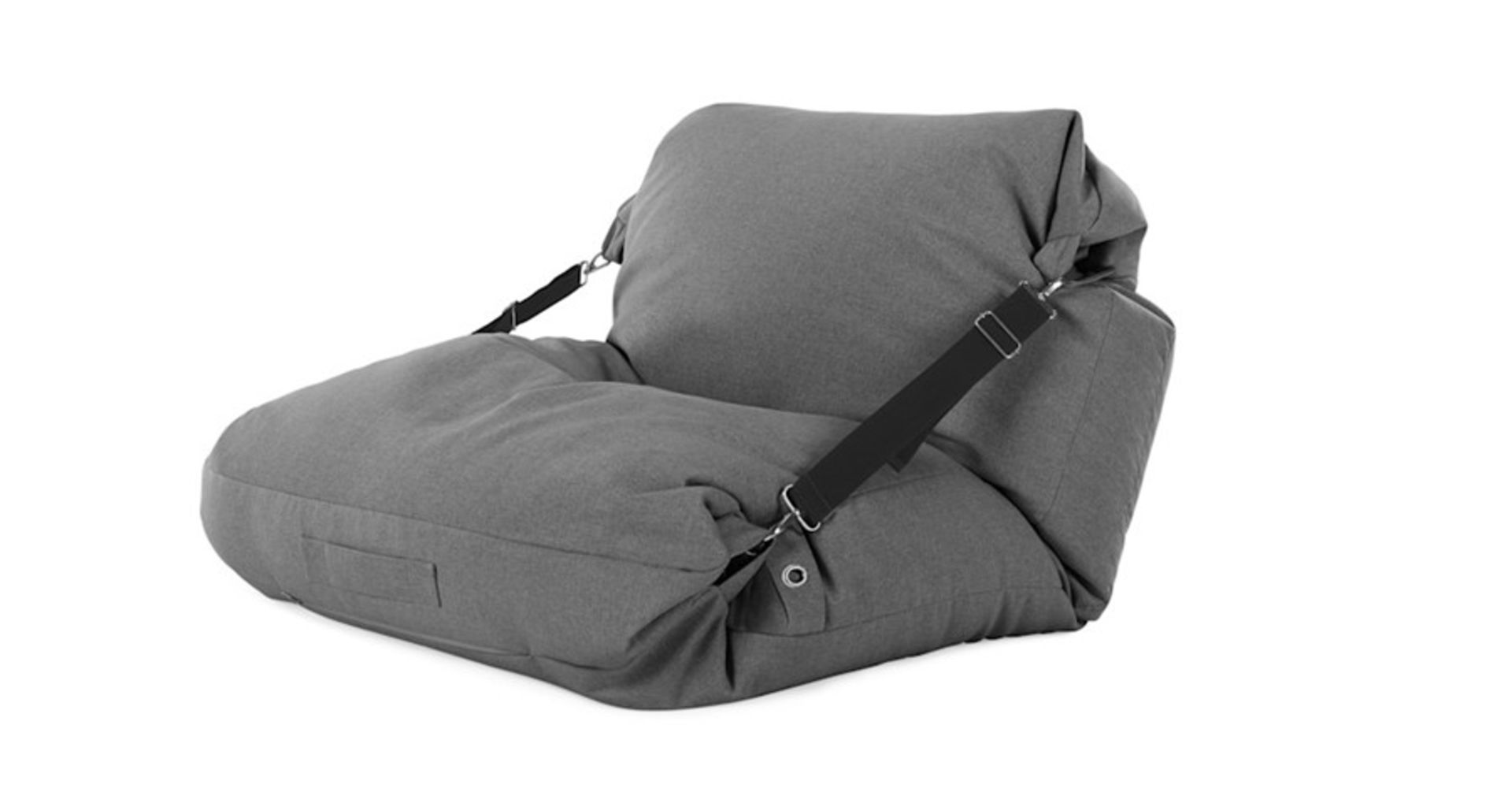 1 GRADE A PACKAGED MADE+ TUCK BEAN BAG FLOOR CHAIR IN MARL GREY WITH CONTRAST BLACK STAPS / RRP £