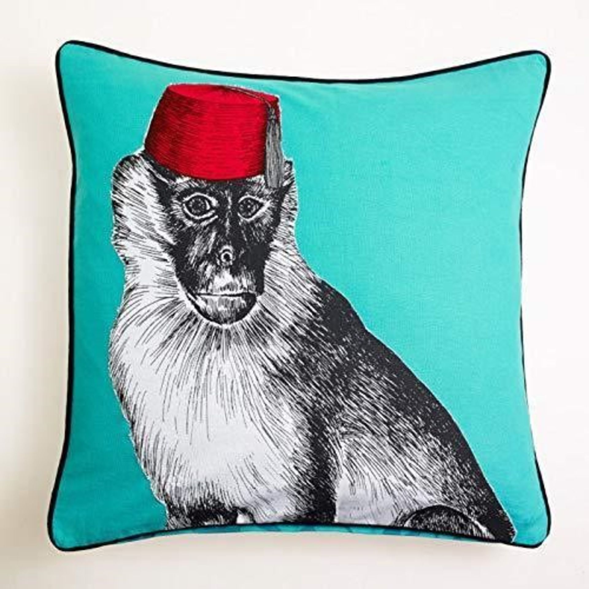 1 BRAND NEW PACKAGED ARTHOUSE MONKEY MADNESS TEAL CUSHION 300123 (VIEWING HIGHLY RECOMMENDED)