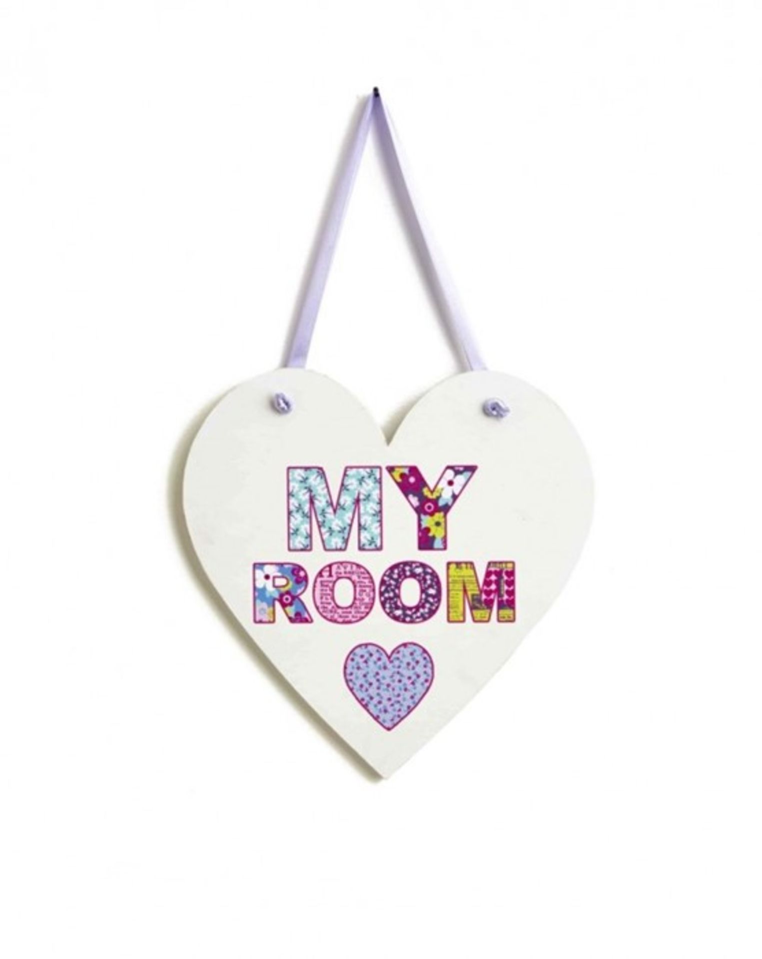 1 BRAND NEW BOXED ARTHOUSE MY ROOM WOODEN PATCHWORK HEART SIGN, 20CM X 20CM / RRP £11.95 (VIEWING