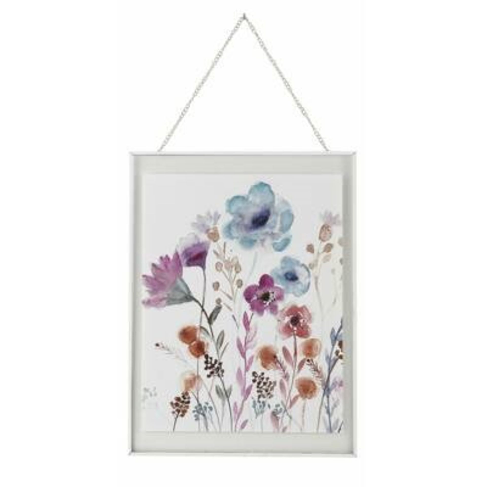 1 BRAND NEW BOXED ARTHOUSE HANGING FLORAL FOREST GLASS PRINT WALL ART, 30CM X 40CM / RRP £19.99 (
