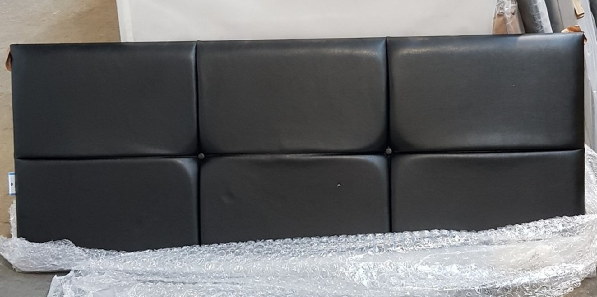 1 GRADE A BAGGED 150CM FAUX LEATHER BLACK HEADBOARD (VIEWING HIGHLY RECOMMENDED)