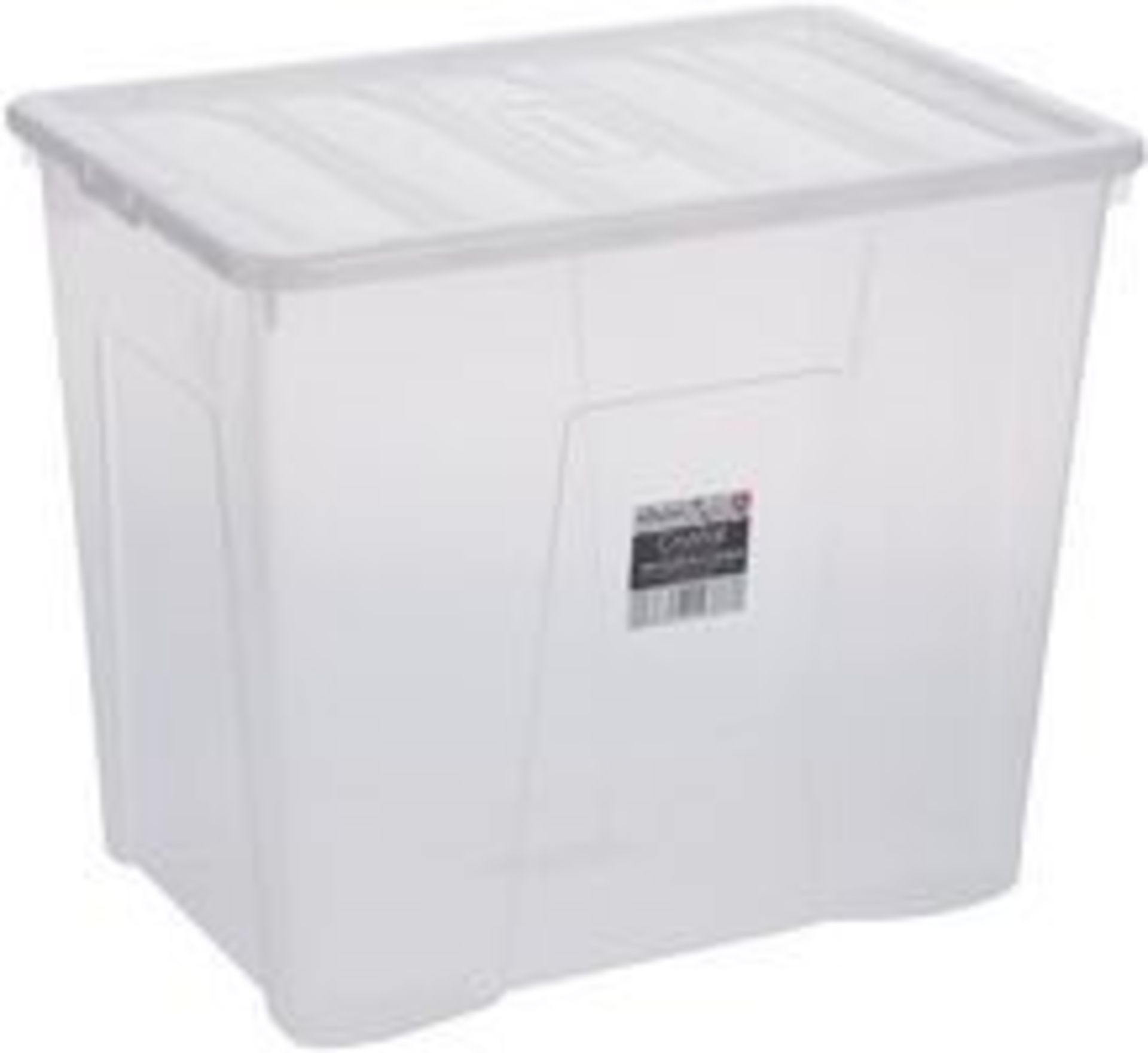 1 WHAM CLEAR PLASTIC 160L STORAGE CONTAINER WITH LID, LID CRACKED / RRP £22.00 (VIEWING HIGHLY