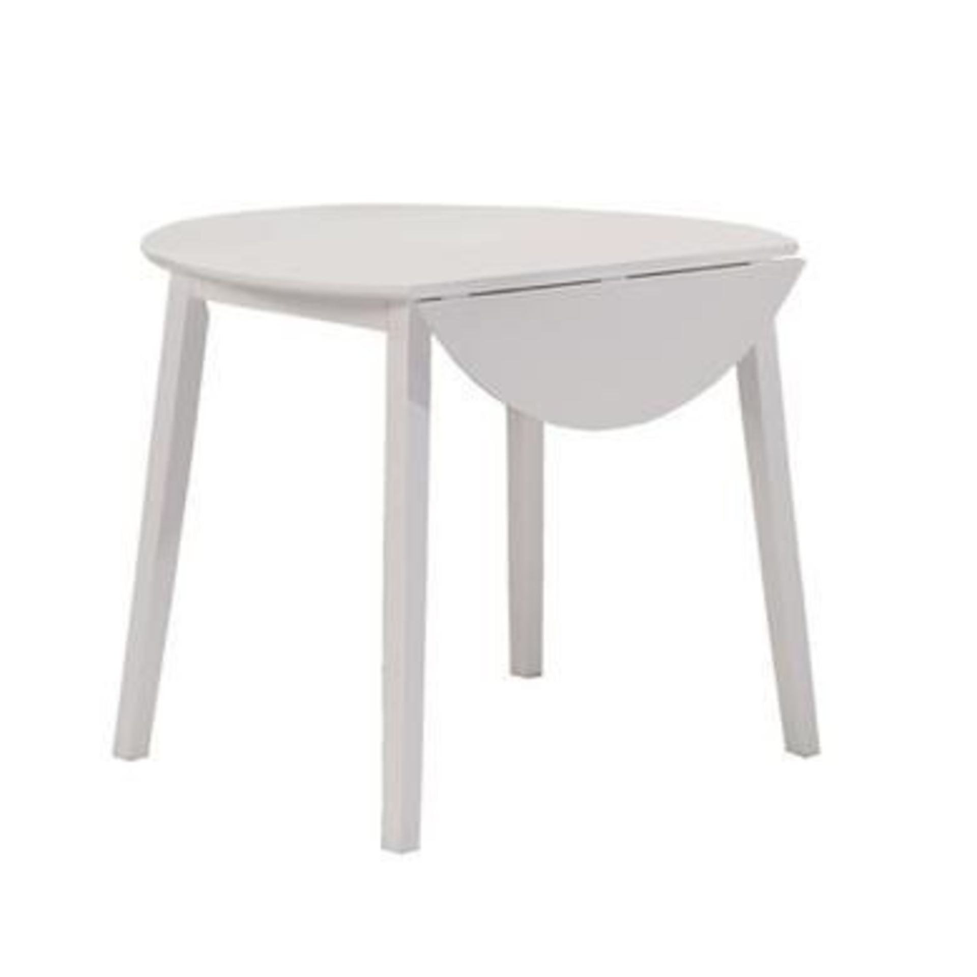 1 BOXED NEW HAVEN ROUND DROP LEAF TABLE IN STONE WHITE - NHA022 / RRP £90.00 (VIEWING HIGHLY