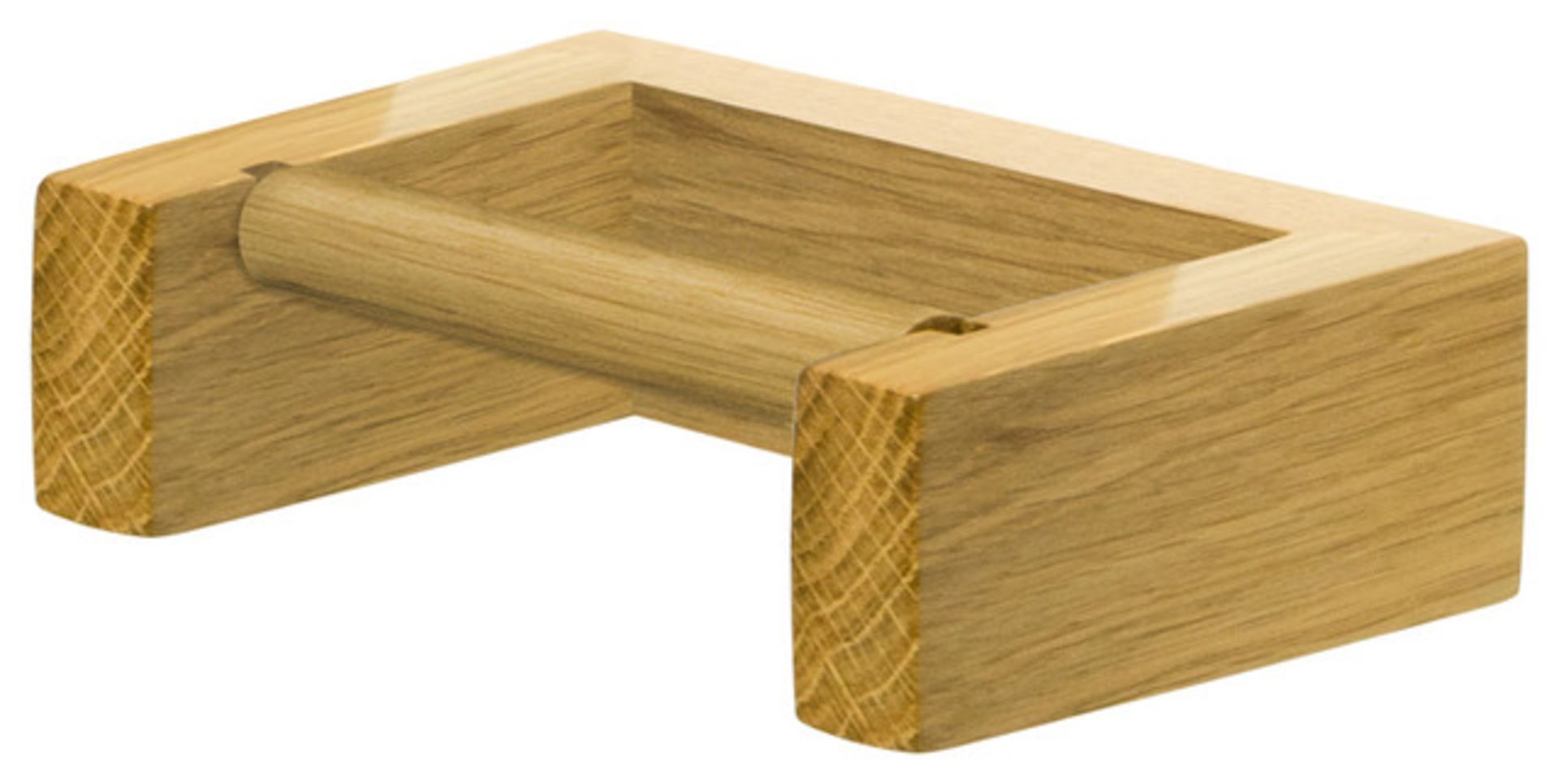 2 GRADE A / NATURAL OAK SLIMLINE TOILET PAPER HOLDERS / RRP £93.00 (VIEWING HIGHLY RECOMMENDED