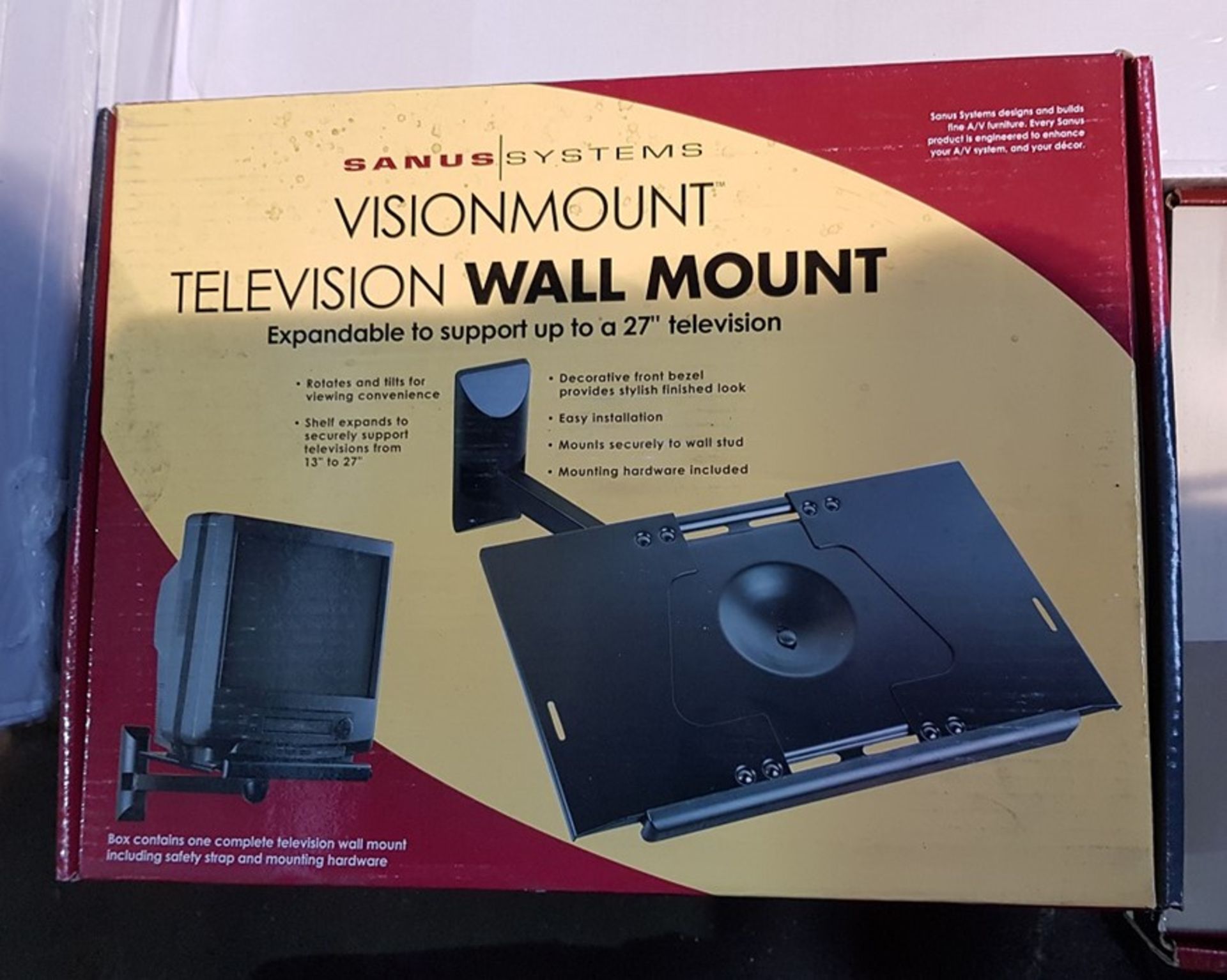 1 BOXED SANUS VISIONMOUNT WALL MOUNT EXTENDABLE FOR 27" TV - VMTVB (VIEWING HIGHLY RECOMMENDED)