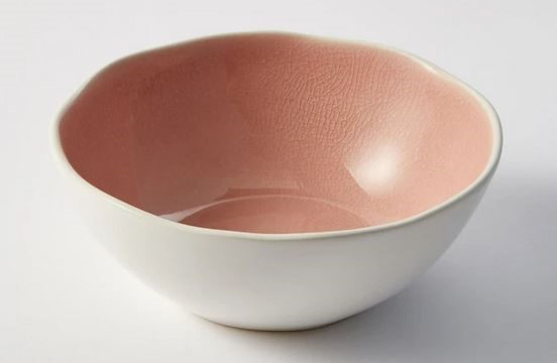 1 AS NEW LA REDOUTE SET OF 3 GOGAIN EARTHENWARE BOWLS IN DUSTY PINK / RRP £18.00 (VIEWING HIGHLY