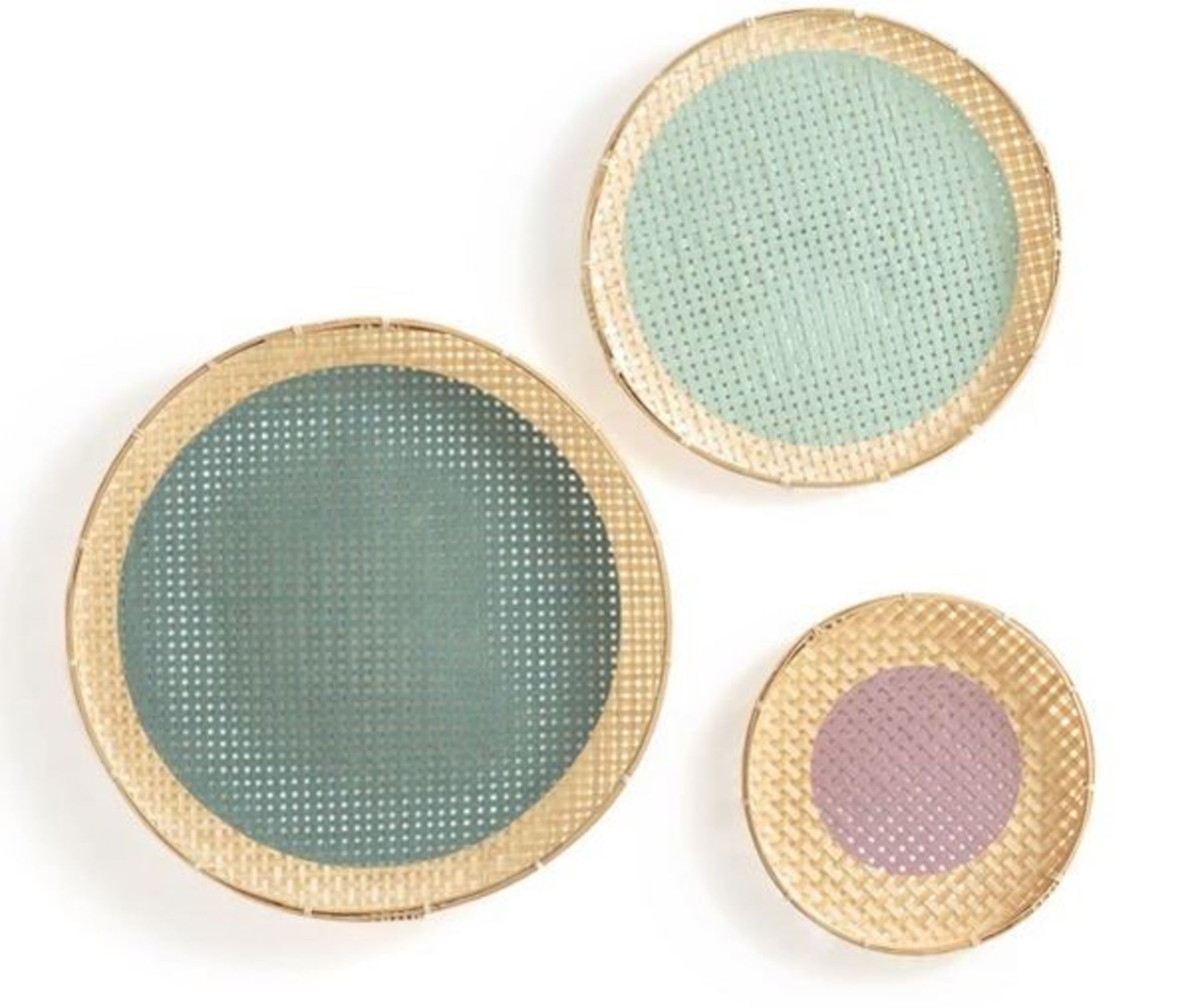 1 AS NEW BOXED LA REDOUTE SET OF 3 YOKOU HAND-WOVEN WALL BASKETS / RRP £50.00 (VIEWING HIGHLY